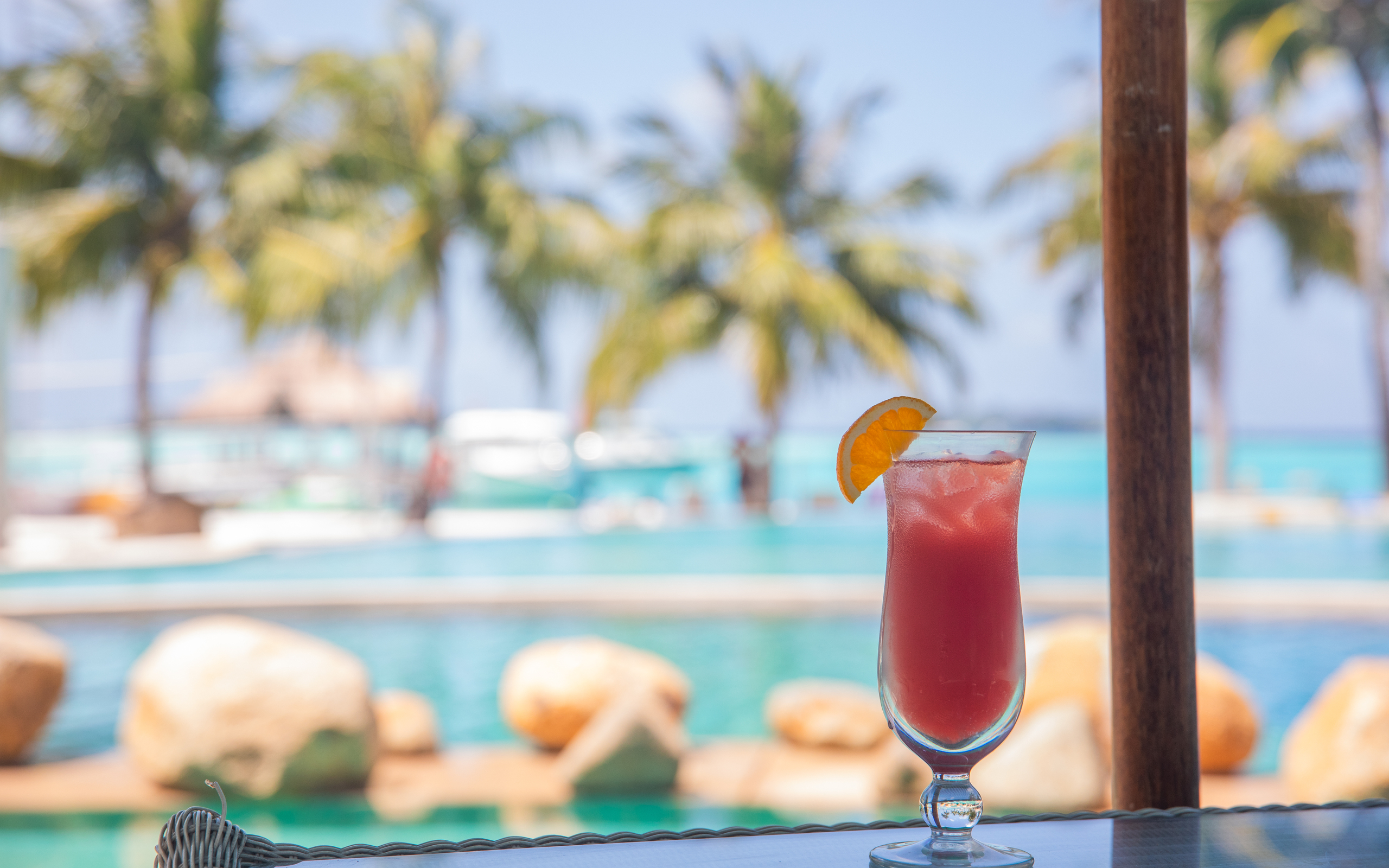 Ocean breeze cocktail by the pool.